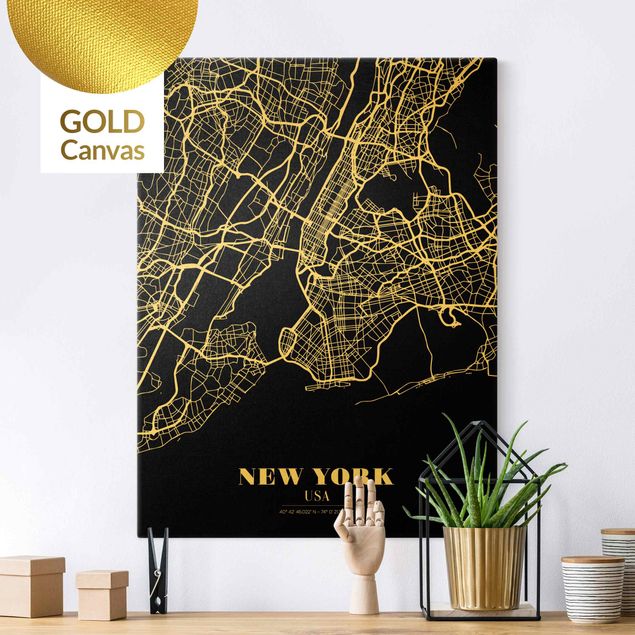 Dekoracja do kuchni Mapa miasta Nowy Jork - Klasyczna czerń