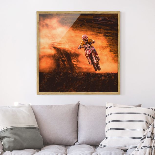 Obrazy w ramie dla dzieci Motocross w kurzu
