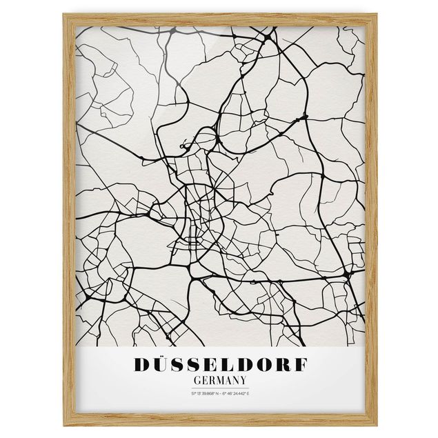 Obrazy w ramie do kuchni Mapa miasta Düsseldorf - Klasyczna