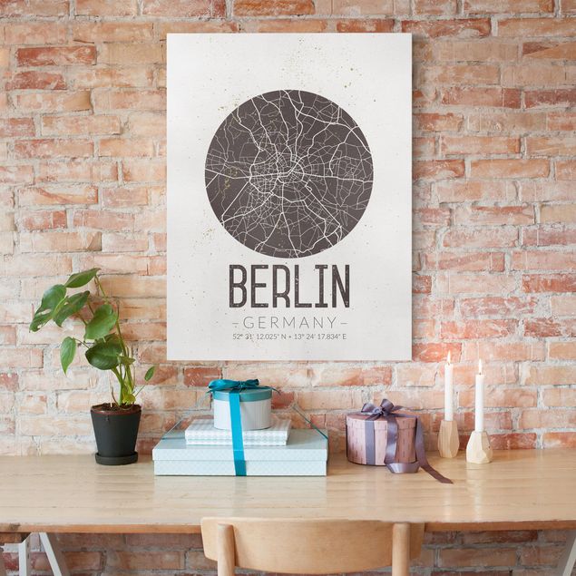 Nowoczesne obrazy do salonu Mapa miasta Berlin - Retro
