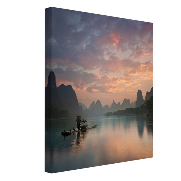 Obrazy z górami Wschód słońca nad rzeką Chińską