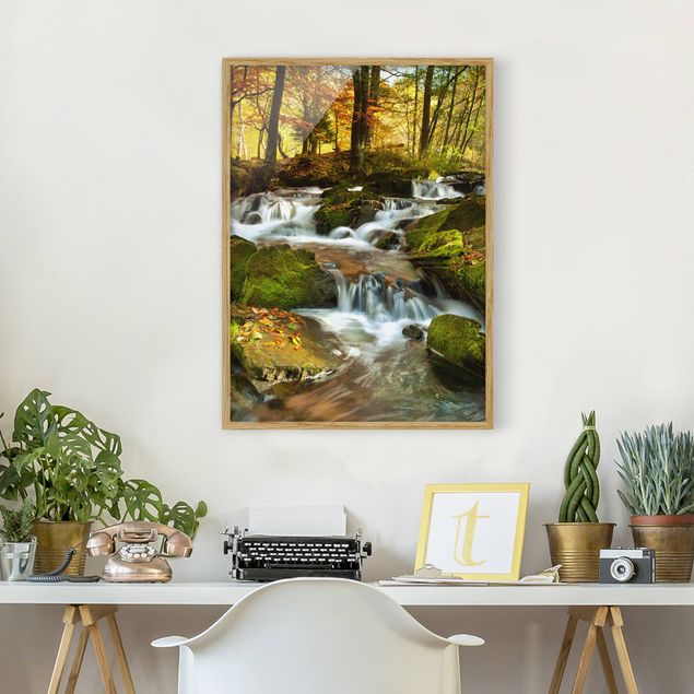 Obrazy w ramie krajobraz Wodospad jesienny las