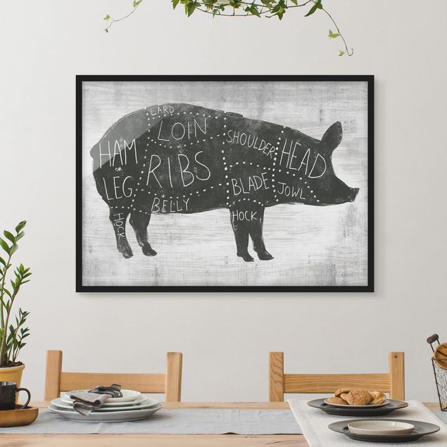 Obrazy w ramie do kuchni Tablica ekspozycyjna rzeźnika - świnia