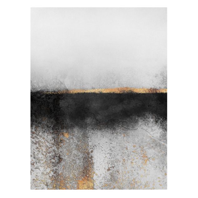 Obraz abstrakcja na płótnie Abstrakcja Złoty horyzont czarno-biały