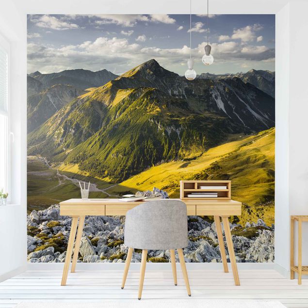 Fototapety góry Góry i dolina w Alpach Lechtalskich w Tyrolu