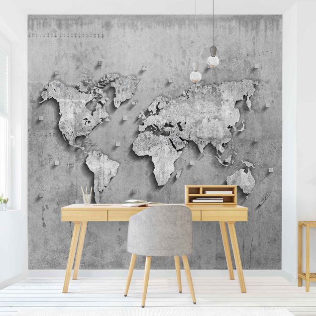 Tapety na ściany Mapa świata z betonu