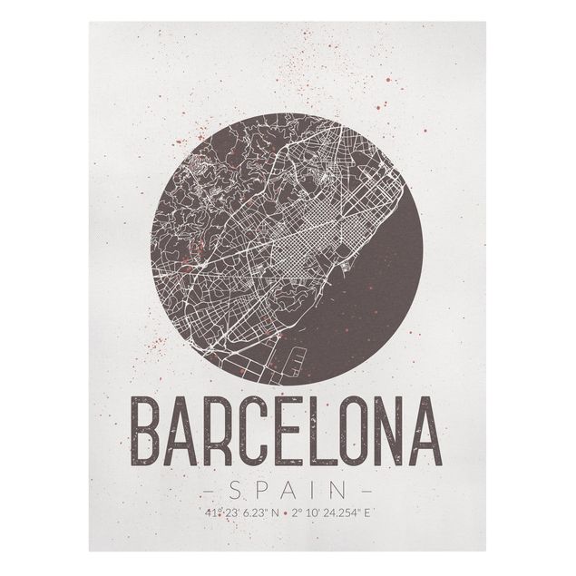 Czarno białe obrazy Mapa miasta Barcelona - Retro