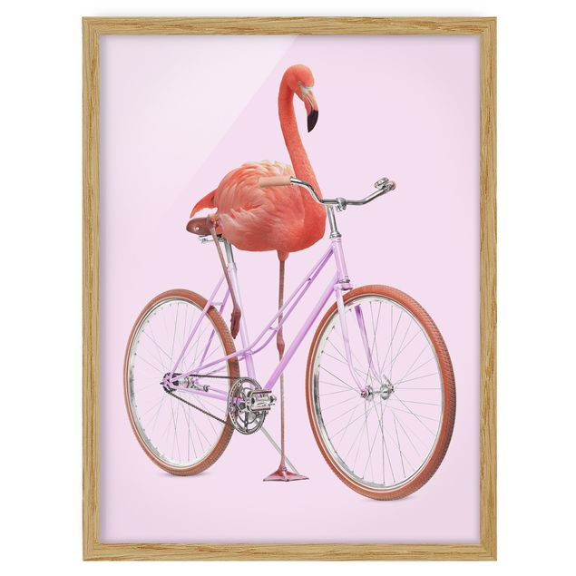Obrazy w ramie do łazienki Flamingo z rowerem