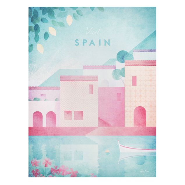 Obraz różowy Plakat podróżniczy - Hiszpania