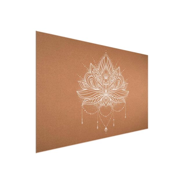 Obrazy do salonu nowoczesne Boho kwiat lotosu biały korek wygląd