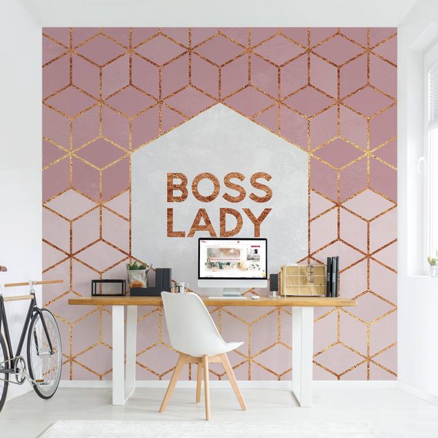 Różowa tapeta Boss Lady Hexagons Pink