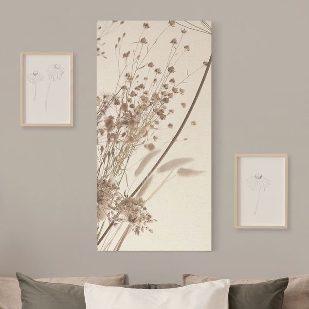 Obrazy do salonu Bukiet z traw ozdobnych i kwiatów