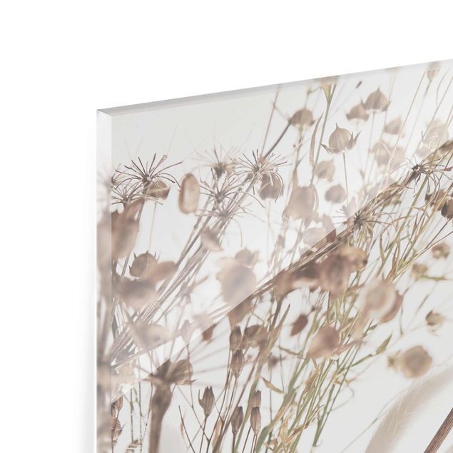 Glas Magnetboard Bukiet z traw ozdobnych i kwiatów