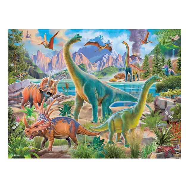 Kolorowe obrazy Brachiosaurus i Tricaterops