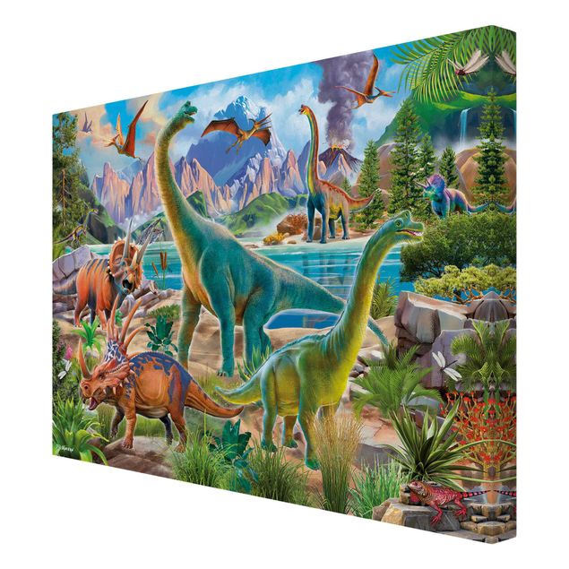 Obrazy na płótnie zwierzęta Brachiosaurus i Tricaterops