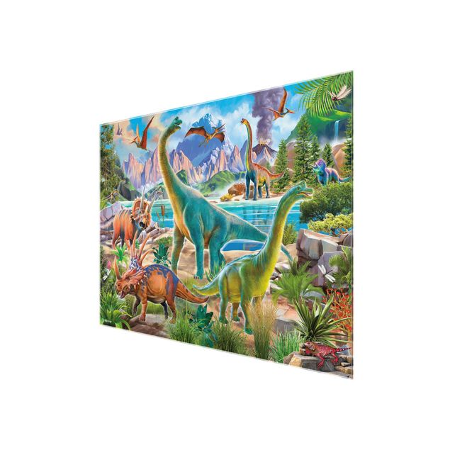 Obrazy zwierzęta Brachiosaurus i Tricaterops