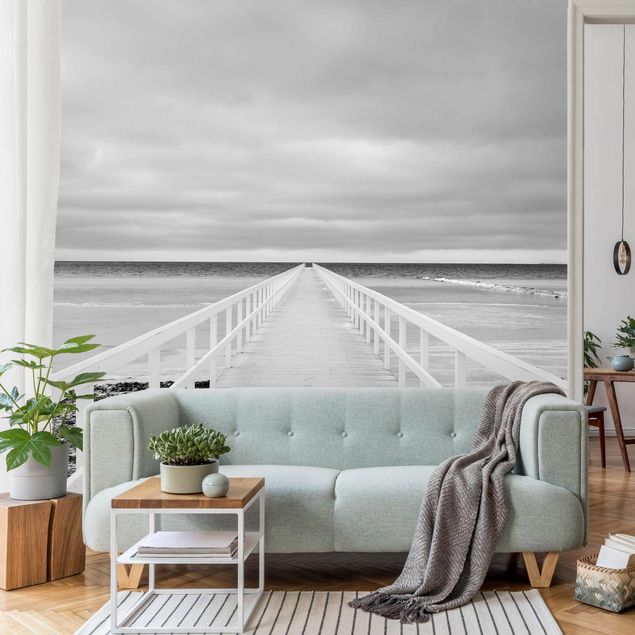 Fototapety morze Most w Szwecji Czarno-biały