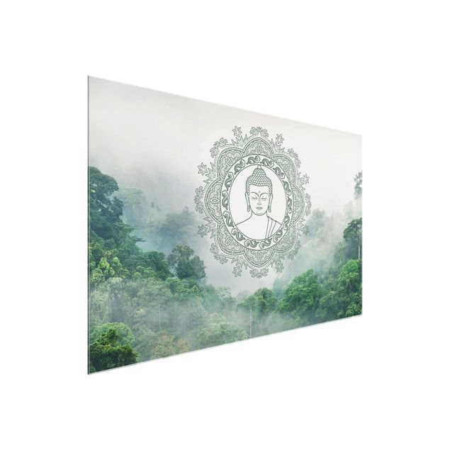 Obrazy na szkle poziomy Budda Mandala we mgle