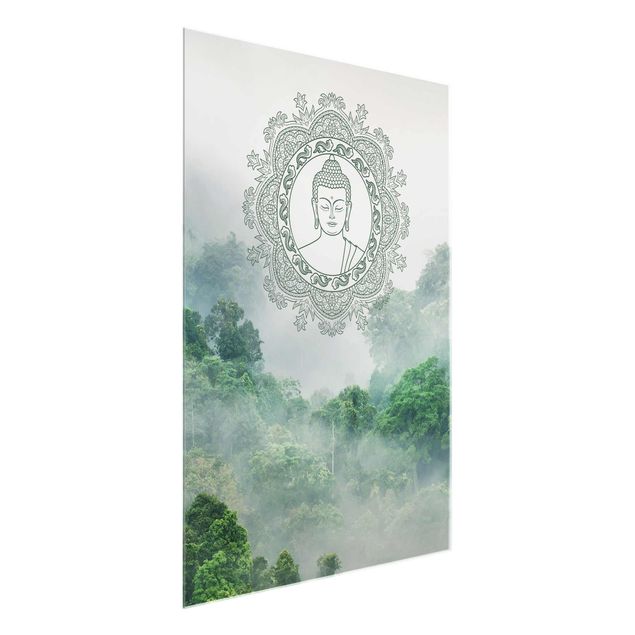 Obrazy na szkle portret Budda Mandala we mgle