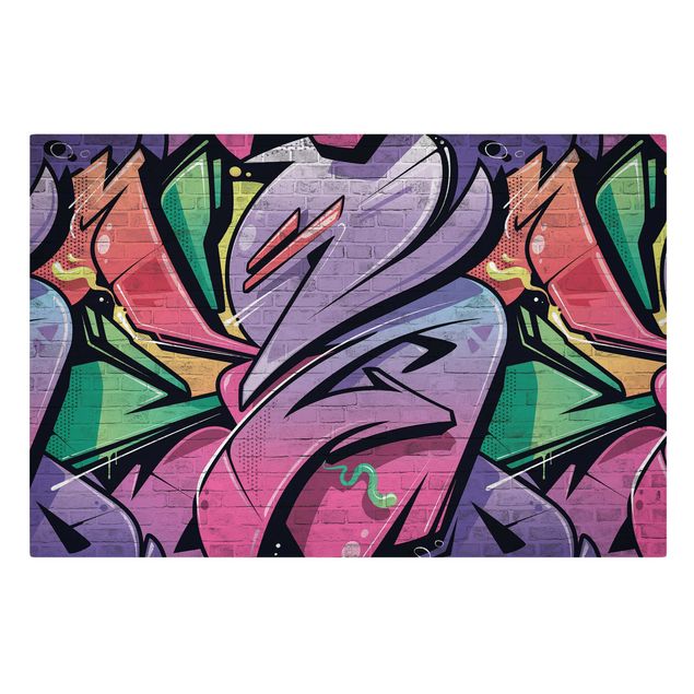 Obrazy Colourful Graffiti Brick Wall