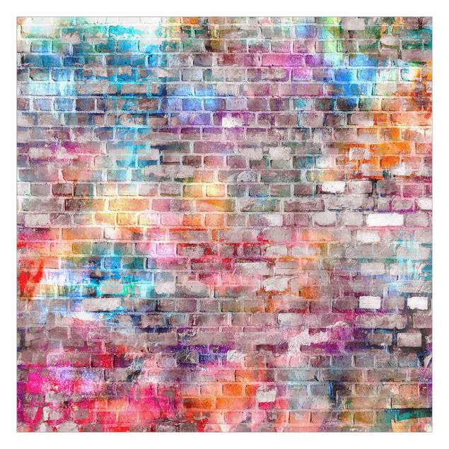 Fototapety Kolorowa ściana z cegły w stylu shabby