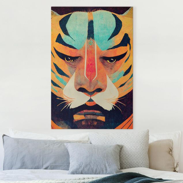 Obrazy do salonu nowoczesne Colourful Tiger Illustration