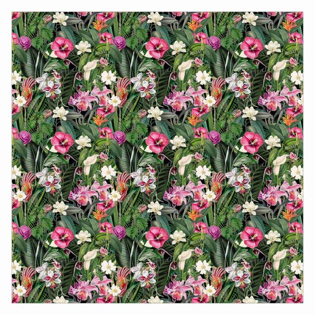 Tapeta - Kolaż kolorowych kwiatów tropikalnych