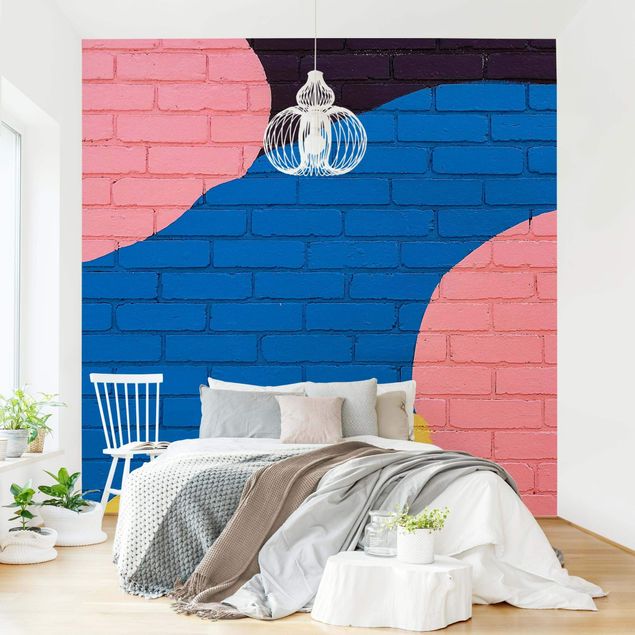 Tapety Colourful Brick Wall In Blue And Pink