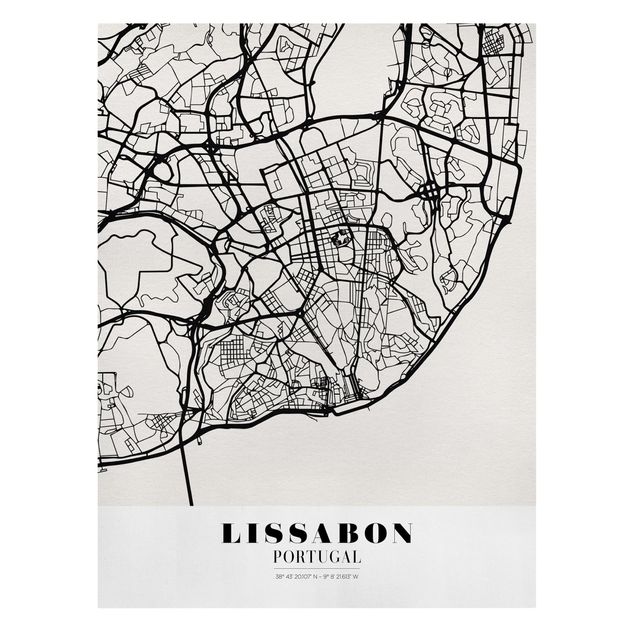 Czarno białe obrazki City Map Lisbon - Klasyczna