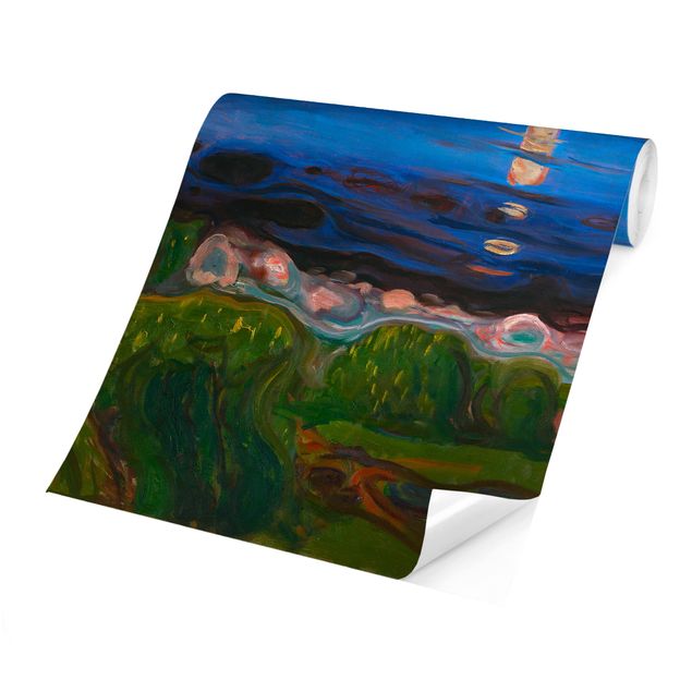 Tapeta niebieska Edvard Munch - Letnia noc nad morzem