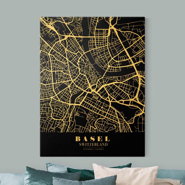 Obrazy powiedzenia Mapa miasta Bazylea - Klasyczna czerń
