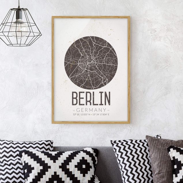 Obrazy w ramie do korytarzu Mapa miasta Berlin - Retro