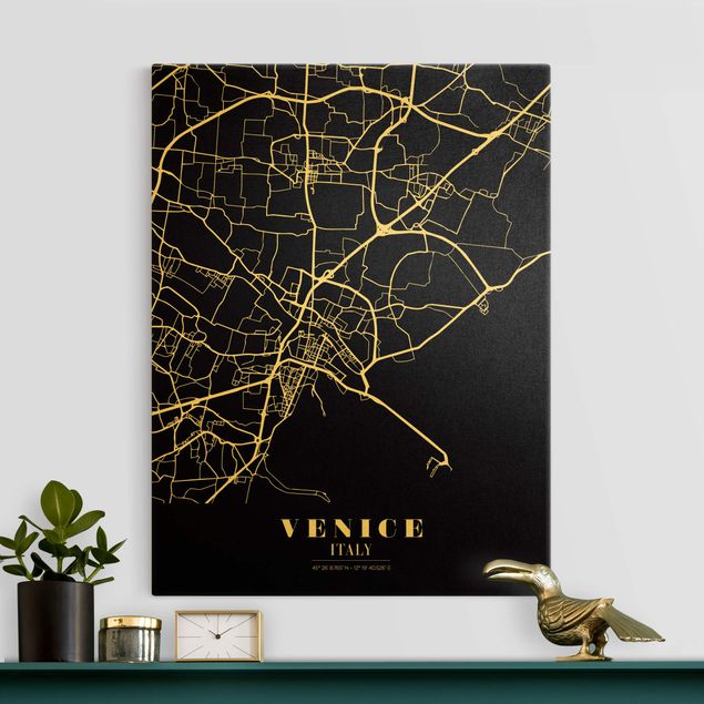 Dekoracja do kuchni Mapa miasta Venice - Klasyczna Black