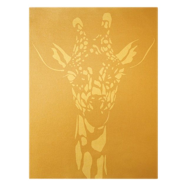 Obrazy na płótnie Zwierzęta Safari - Żyrafa portretowa beżowa