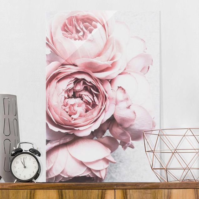 Obrazy kwiatowe Kwiaty różowej piwonii Shabby Pastel