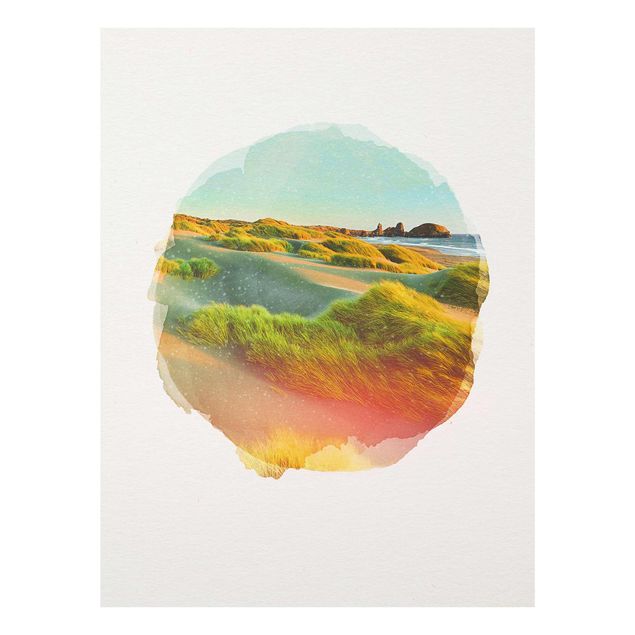 Obrazy na szkle wydmy Akwarele - Wydmy i trawy nad morzem