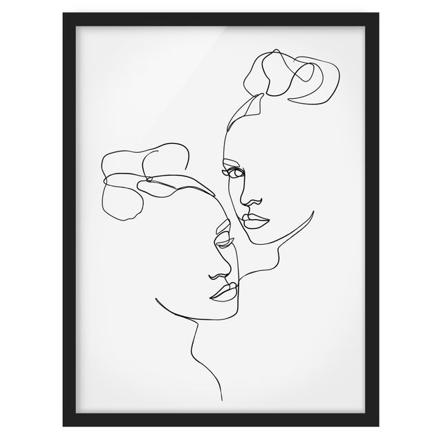 Obrazy w ramie do łazienki Line Art Twarze kobiet czarno-biały