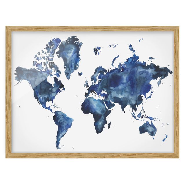 Obrazy w ramie do kuchni Wodna mapa świata światło