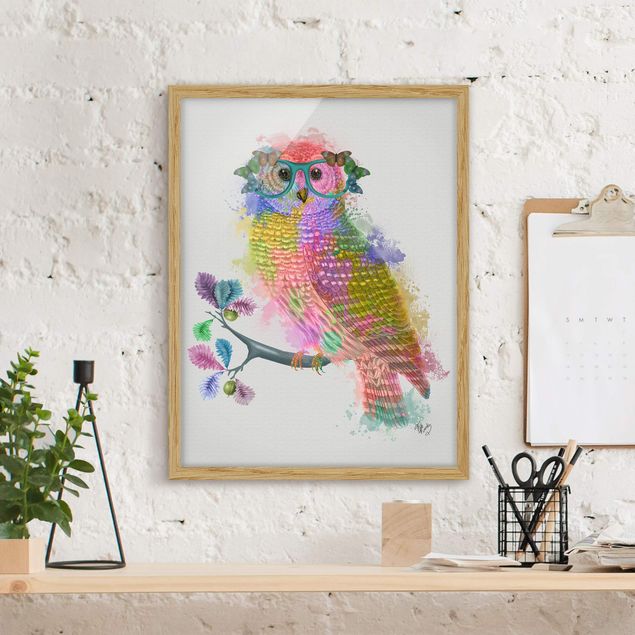 Obrazy w ramie dla dzieci Rainbow Splash Owl