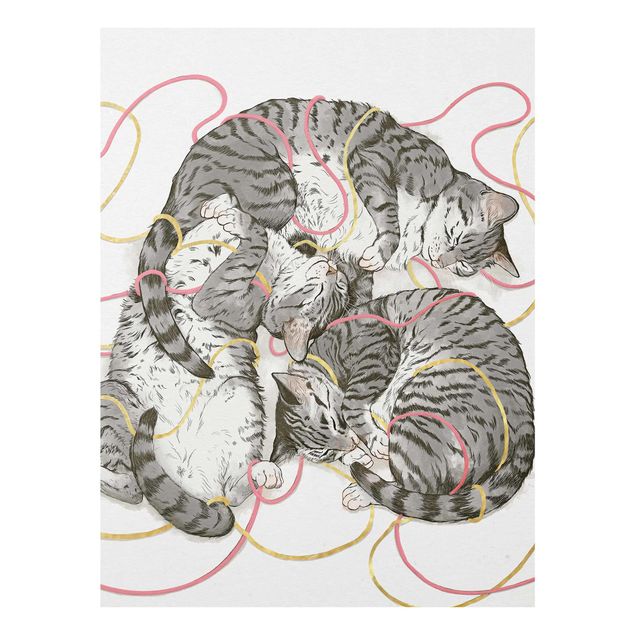 Obrazy na szkle zwierzęta Ilustracja szarych kotów Malarstwo
