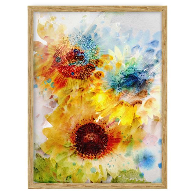 Obrazy w ramie do łazienki Akwarela Kwiaty Słoneczniki