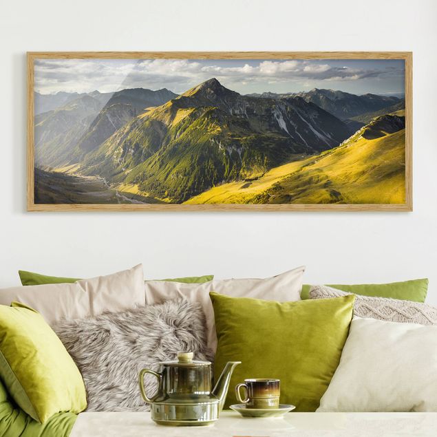 Obrazy w ramie krajobraz Góry i dolina w Alpach Lechtalskich w Tyrolu