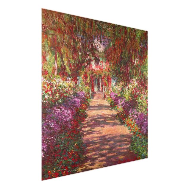 Obrazy na szkle kwadrat Claude Monet - Ścieżka w ogrodzie Moneta w Giverny