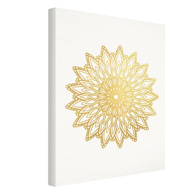Obrazy nowoczesne Mandala Sun Illustration białe złoto
