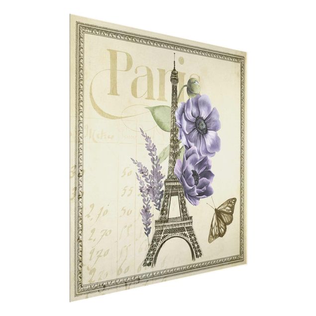 Obrazy na szkle kwadrat Kolaż Paryż Wieża Eiffla
