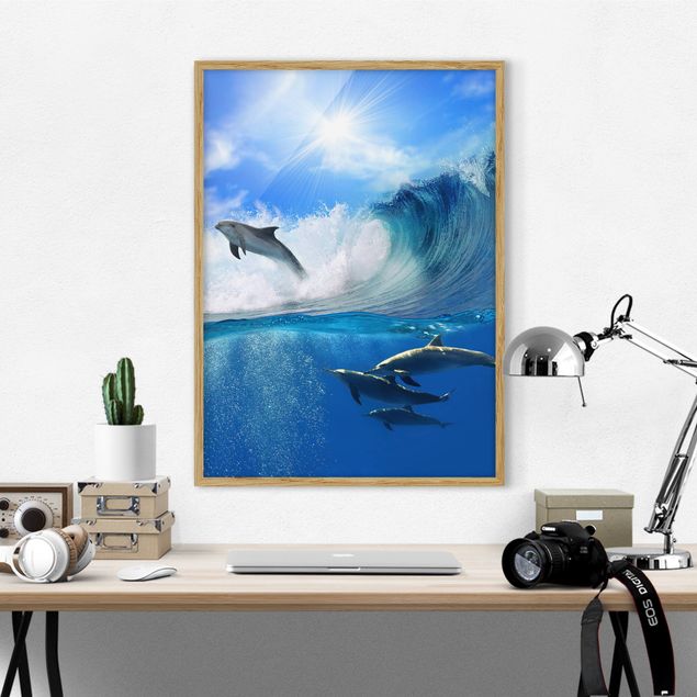 Obrazy w ramie krajobraz Gra w delfiny