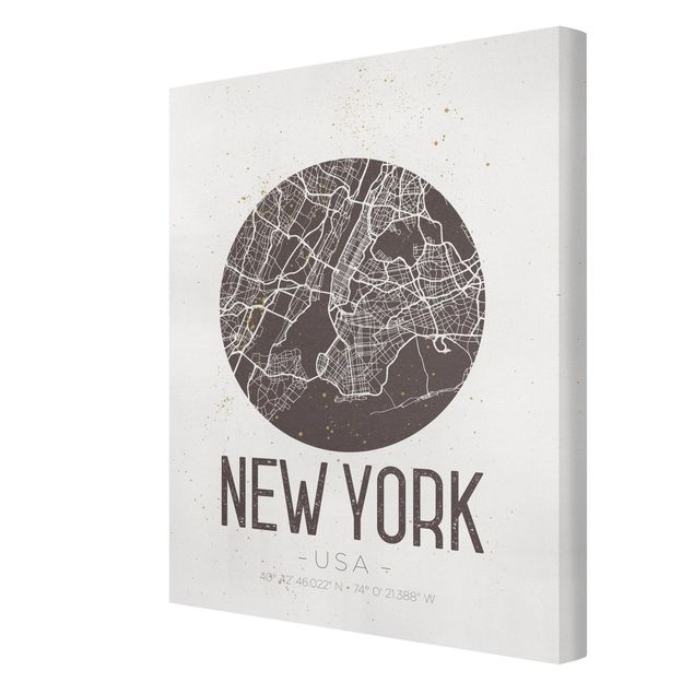 Obrazy na płótnie Nowy Jork Mapa miasta Nowy Jork - Retro