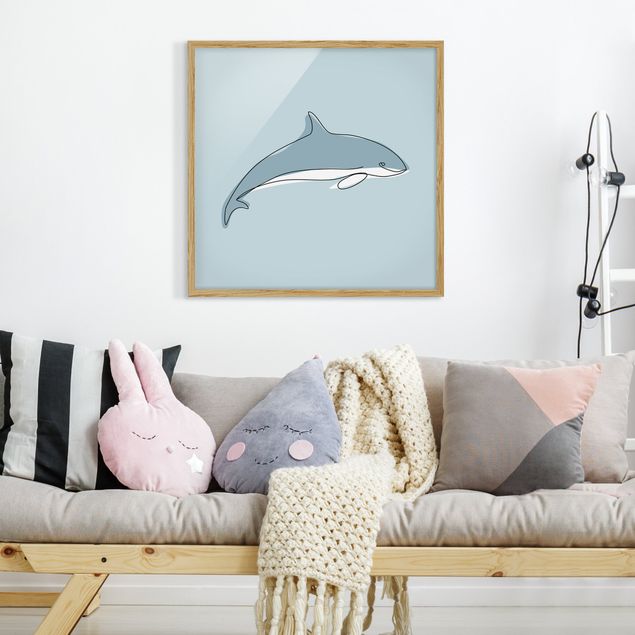 Obrazy w ramie dla dzieci Dolphin Line Art
