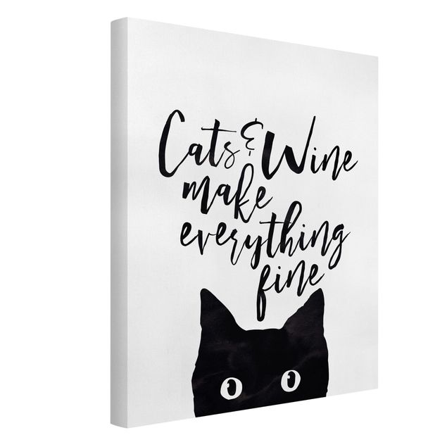 Obraz z kotem Koty i wino sprawiają, że wszystko jest w porządku