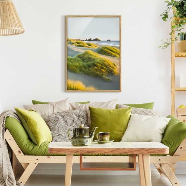 Obrazy w ramie plaża Wydmy i trawy nad morzem